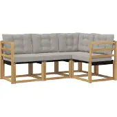 vidaXL Buiten bank set 4 st Wit en Lichtgrijs