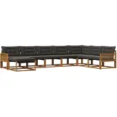 vidaXL Buiten bank set 8 st Naturel en Zwart Massief Acacia Hout