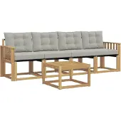 vidaXL Buiten bank set 5 st Massief Acaciahout en Textilene