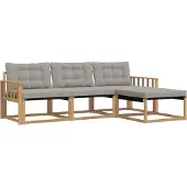 vidaXL Buiten bank set 4 st Wit en Lichtgrijs