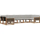 vidaXL Buiten bank set 7 st Naturel en lichtgrijs