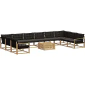 vidaXL Buiten bank set 11 st Wit en zwart