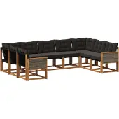 vidaXL Buiten bank set 9 st Naturel en Zwart