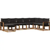 vidaXL Buiten bank set 8 st Naturel en Zwart