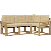vidaXL Buiten bank set 4 st Wit en Beige