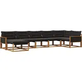 vidaXL Buiten bank set 7 st Naturel en Zwart Massief Acacia Hout