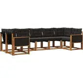 vidaXL Buiten bank set 7 st Naturel en Zwart