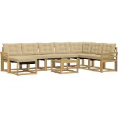 vidaXL Buiten bank set 9 st Wit en Beige