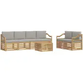 vidaXL Buiten bank set 7 st Wit en Lichtgrijs Polyester