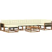 vidaXL Buiten bank set 8 st Natuurlijk en Crème Polyester