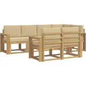 vidaXL Buiten bank set met kussen 7 pcs Wit en Beige Polyester