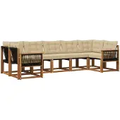 vidaXL Buiten bank set 7 st Natuurlijk en Beige