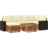 vidaXL Buiten bank set 7 st Natuurlijk en Crème Polyester