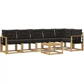 vidaXL Buiten bank set 7 st Wit en zwart