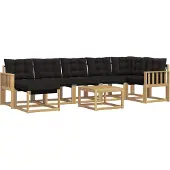 vidaXL Buiten bank set 8 st Wit en zwart