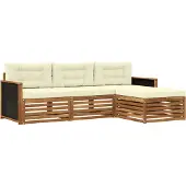 vidaXL Buiten bank set 4 st Natuurlijk en Crème Polyester