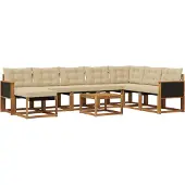 vidaXL Buiten bank set 9 st Natuurlijk en Beige