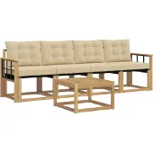 vidaXL Buiten bank set 5 st Wit en Beige