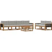 vidaXL Buiten bank set 7 pcs Natuurlijk en Lichtgrijs