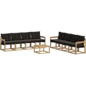 vidaXL Buiten bank set 9 st Wit en zwart