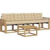 vidaXL Buiten bank set 5 st Wit en Beige