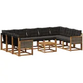 vidaXL Buiten bank set 10 st Naturel en Zwart