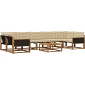 vidaXL Buiten bank set 8 st Natuurlijk en Beige