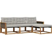 vidaXL Buiten bank set 4 st Naturel en lichtgrijs