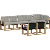 vidaXL Buiten bank set 8 st Wit en Lichtgrijs