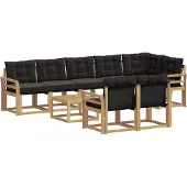 vidaXL Buiten bank set 9 st Wit en zwart