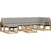 vidaXL Buiten bank set met kussen 8 pcs Wit en Lichtgrijs