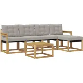vidaXL Buiten bank set 6 st Wit en Lichtgrijs