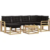 vidaXL Buiten bank set 7 st Wit en zwart