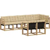 vidaXL Buiten bank set met kussen 8 pcs Wit en Beige