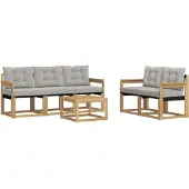 vidaXL Buiten bank set 6 st Wit en Lichtgrijs