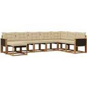 vidaXL Buiten bank set 8 st Natuurlijk en Beige
