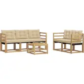 vidaXL Buiten bank set 6 st Wit en Beige