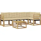 vidaXL Buiten bank set 6 st Wit en Beige