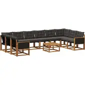 vidaXL Buiten bank set 11 st Naturel en Zwart