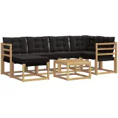 vidaXL Buiten bank set 7 st Wit en zwart