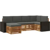 vidaXL Buiten bank set 6 st Natuurlijk en Antraciet Polyester