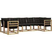 vidaXL Buiten bank set 7 st Wit en zwart