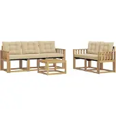 vidaXL Buiten bank set 6 st Wit en Beige