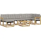 vidaXL Buiten bank set met kussen 8 pcs Wit en Lichtgrijs