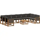 vidaXL Buiten bank set 11 st Naturel en Zwart