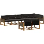 vidaXL Buiten bank set 8 st Naturel en Zwart