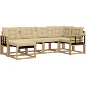 vidaXL Buiten bank set 6 st Wit en Beige