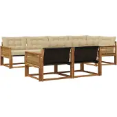 vidaXL Buiten bank set 7 st Natuurlijk en Beige