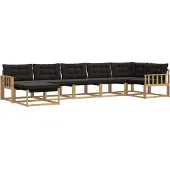vidaXL Buiten bank set 7 st Wit en zwart Massief Acacia Hout