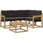 vidaXL Buiten bank set 5 st Wit en zwart